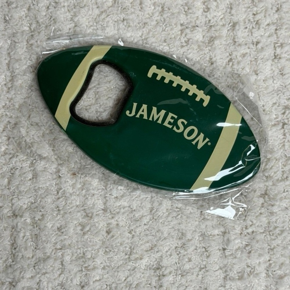 Jameson Irish Whiskey Football Shaped Bottle Opener Green Tailgate Bar Tool